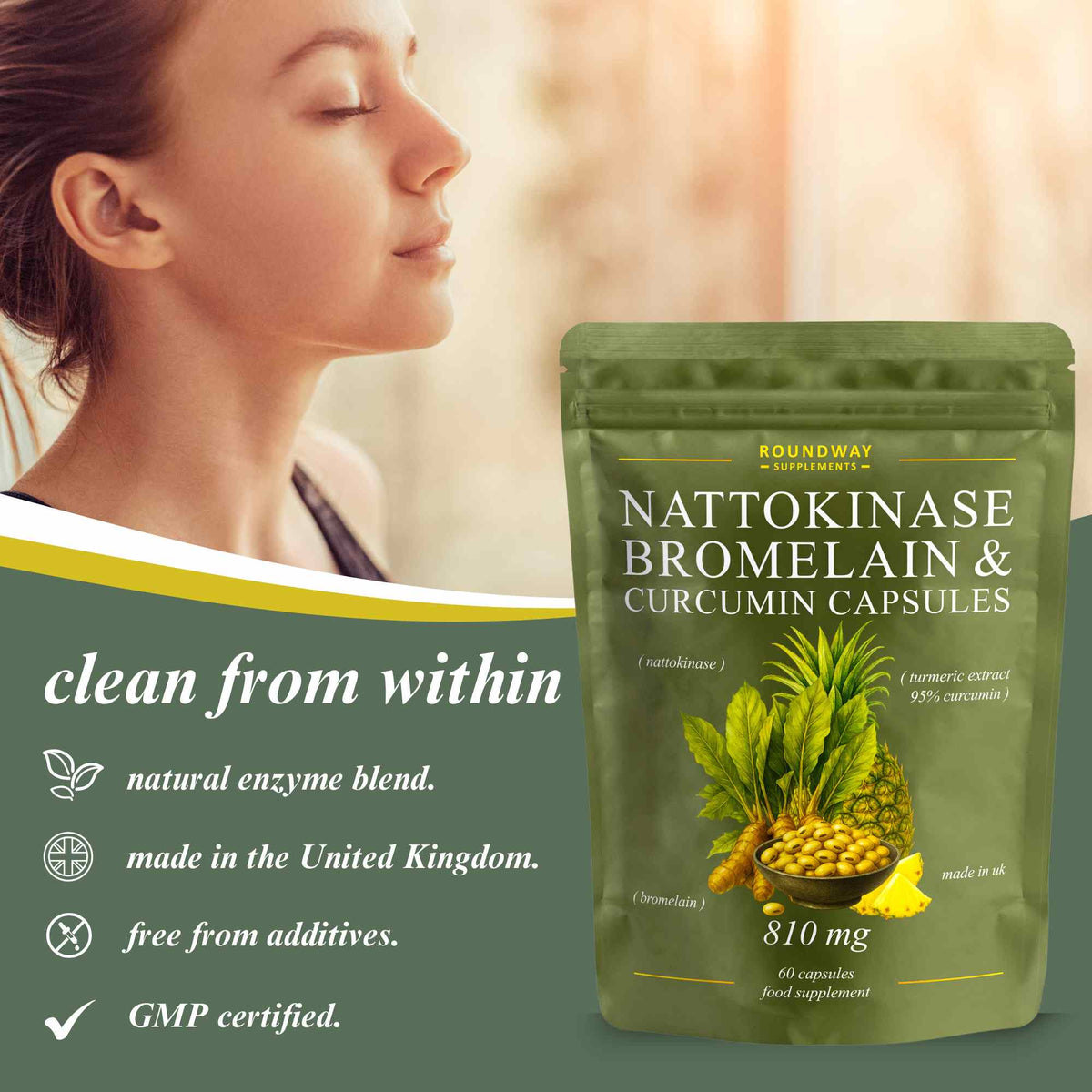 Nattokinase, Bromelain & Curcumin Capsules