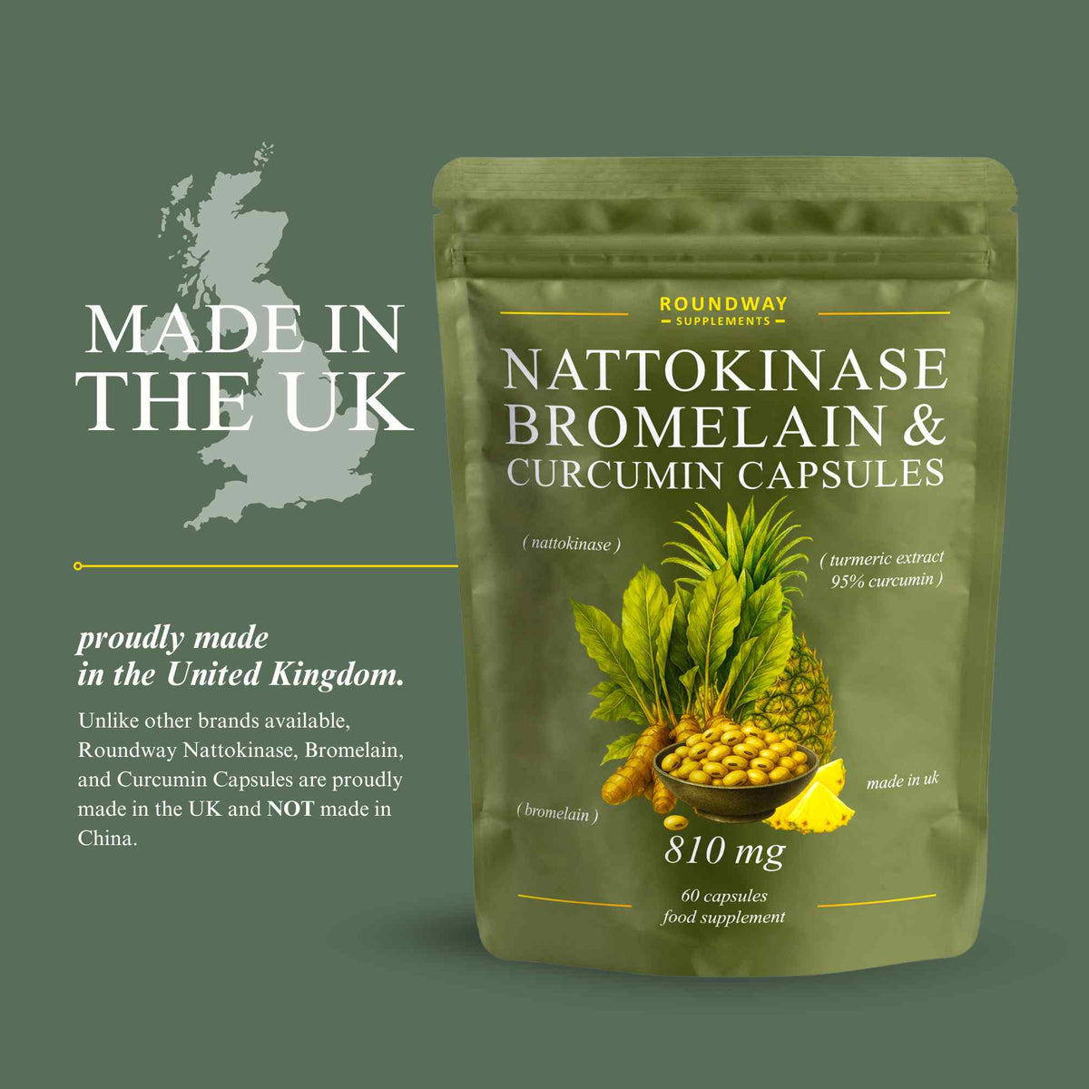 Nattokinase, Bromelain & Curcumin Capsules