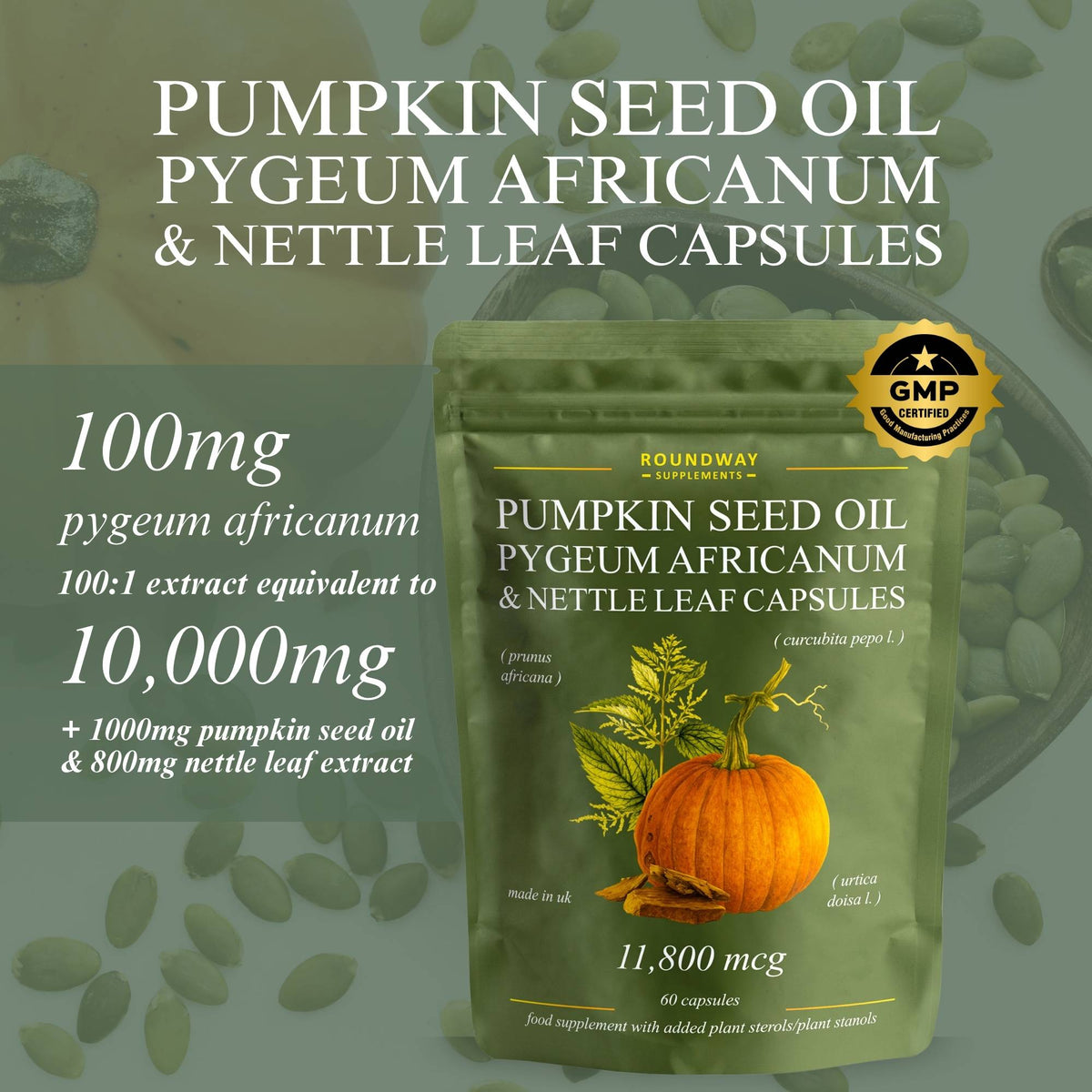 Pumpkin Seed Oil, Pygeum Africanum & Nettle Leaf Capsules