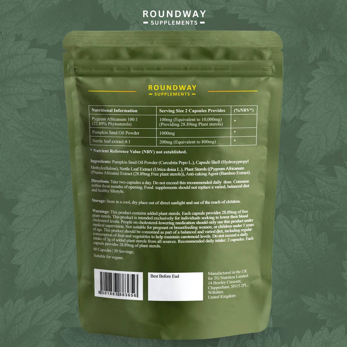 Pumpkin Seed Oil, Pygeum Africanum & Nettle Leaf Capsules
