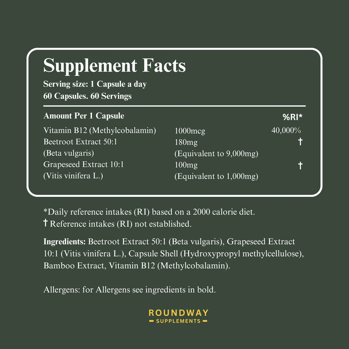 Beetroot, Vitamin B12 & Grape Seed Capsules