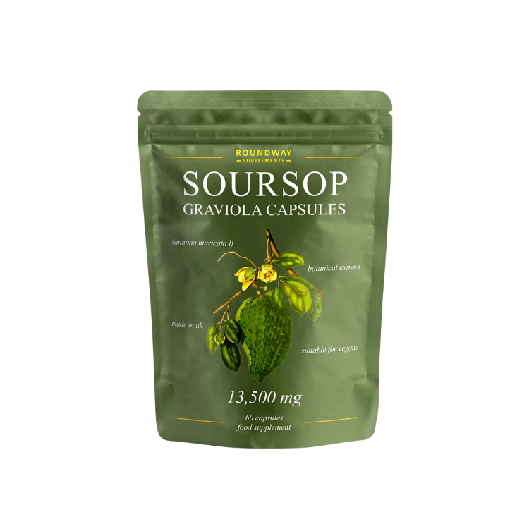 Green package of Roundway Soursop Graviola Capsules