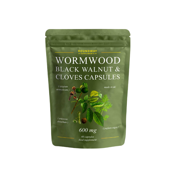 Green package of Wormwood Black Walnut & Cloves Capsules