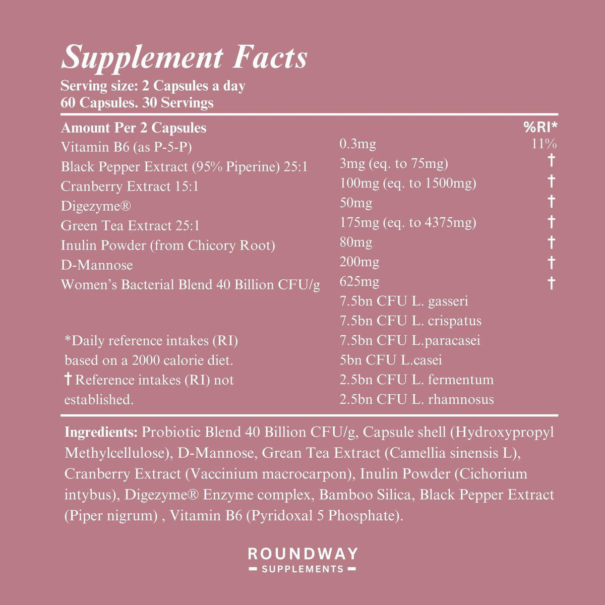 Cranberry, D-Mannose & Lactobacillus Blend Capsules