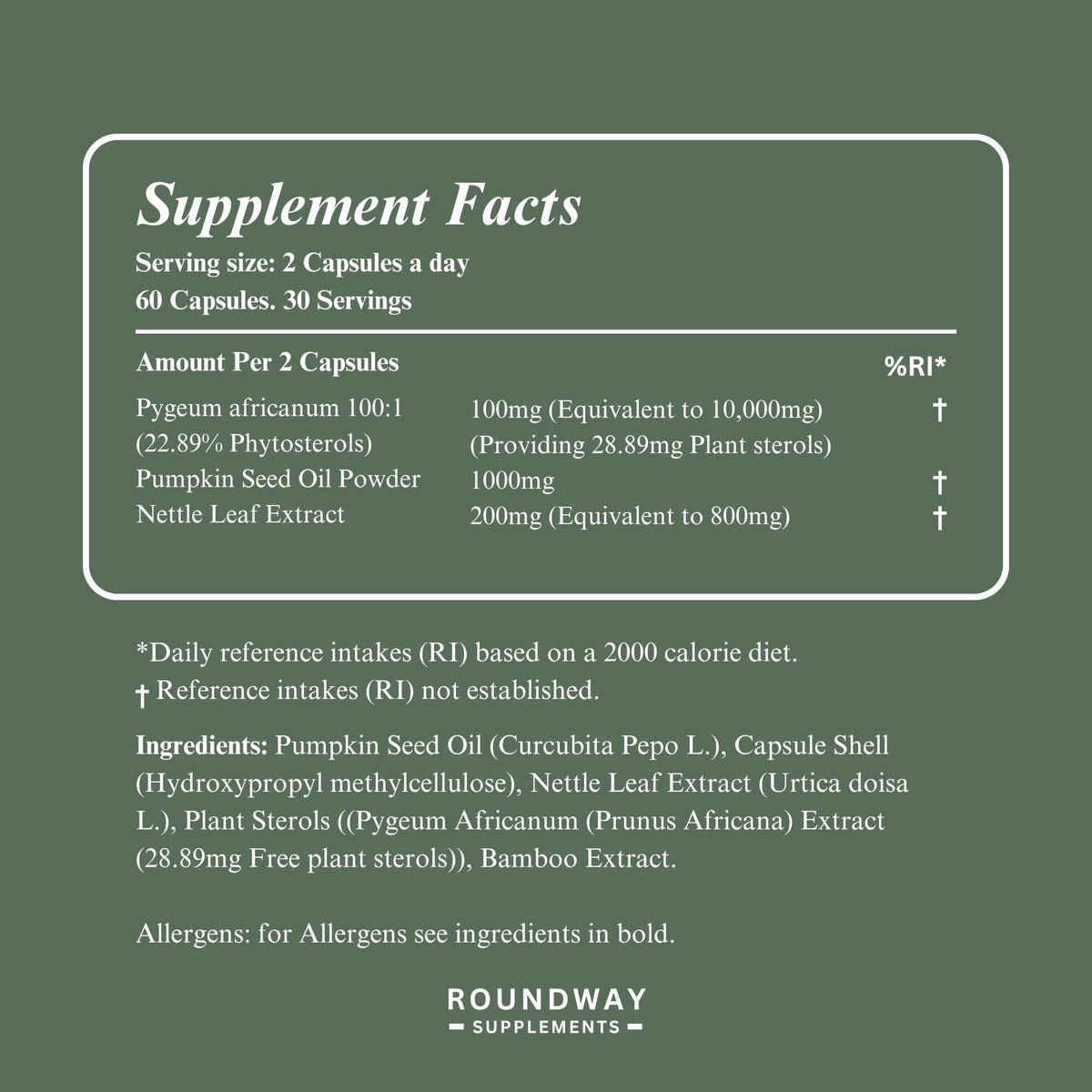 Pumpkin Seed Oil, Pygeum Africanum & Nettle Leaf Capsules