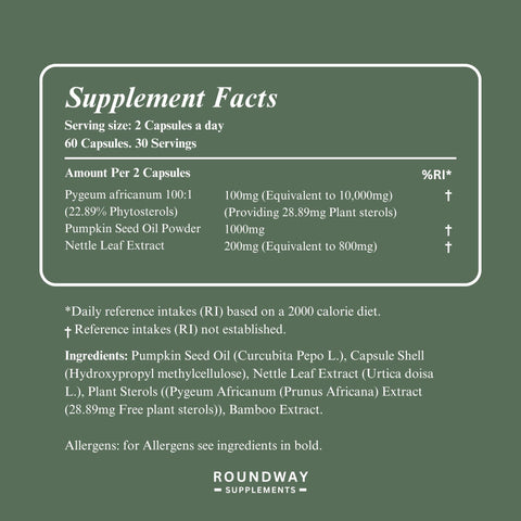 Pumpkin Seed Oil, Pygeum Africanum & Nettle Leaf Capsules