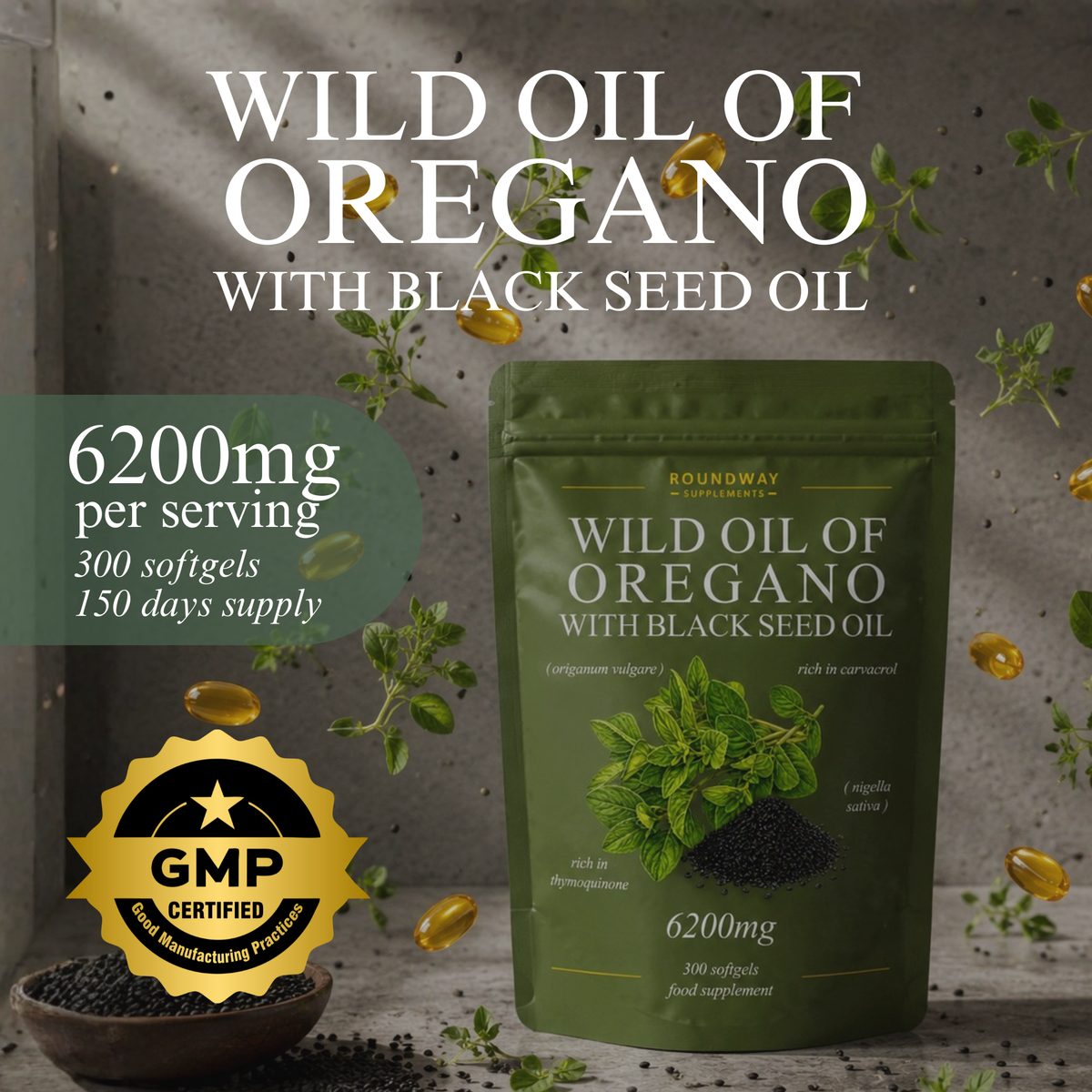 Oregano and Black Seed Oil Softgels