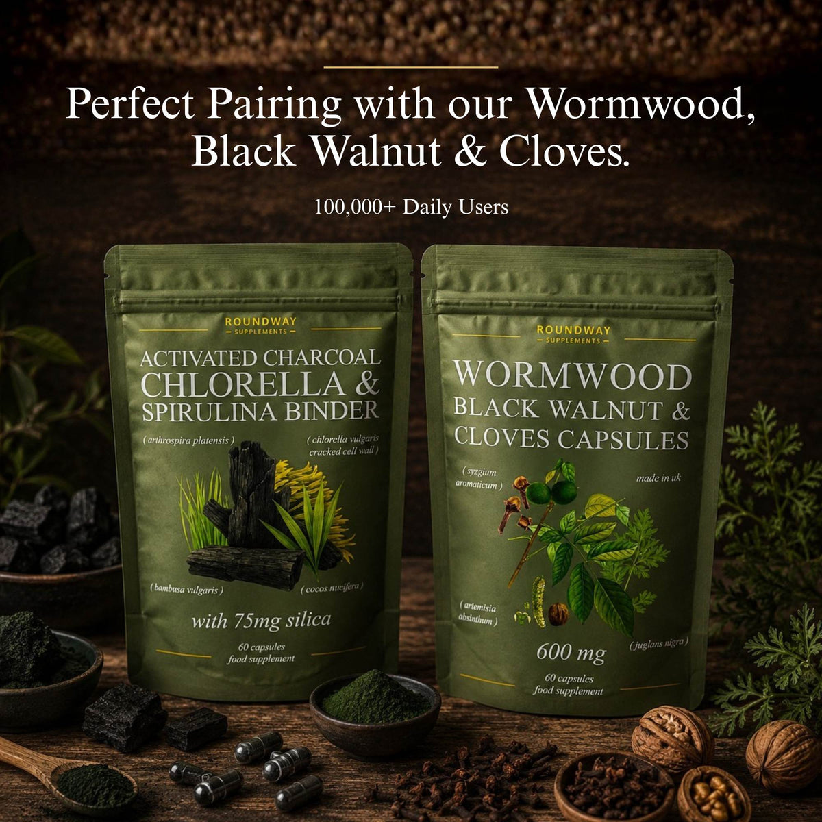 Activated Charcoal, Chlorella, Spirulina Binder, Roundway image 3
