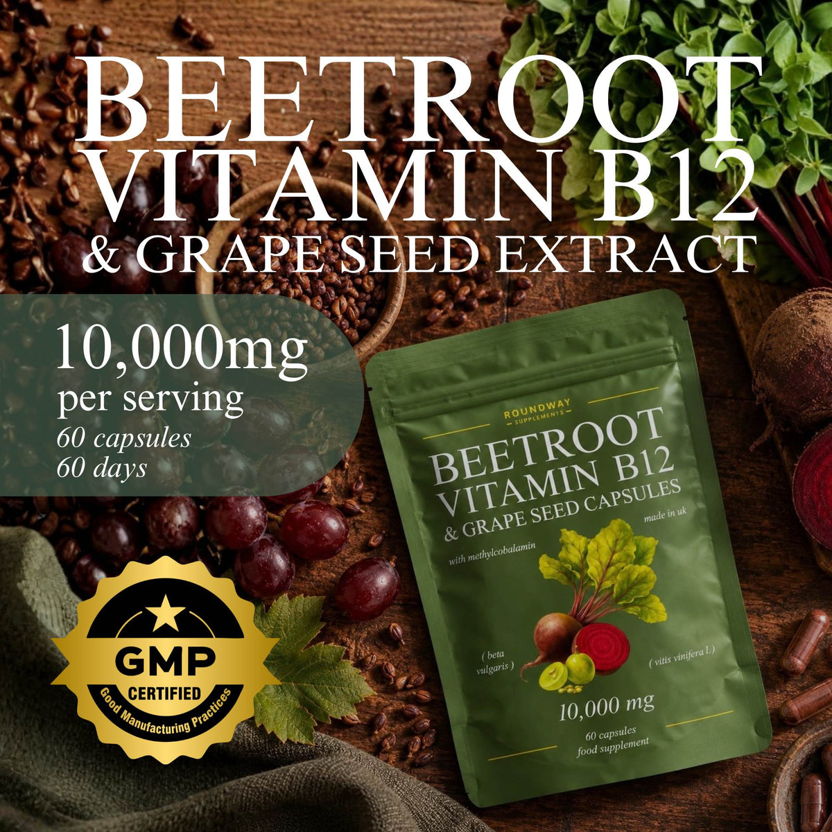 Beetroot, Vitamin B12 & Grape Seed Capsules