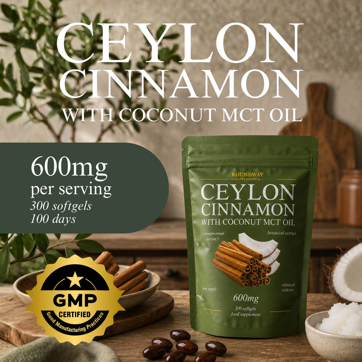 Ceylon Cinnamon with Coconut MCT Oil Softgels
