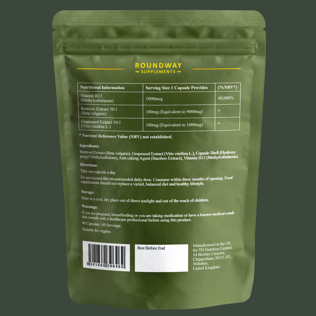 Beetroot, Vitamin B12 & Grape Seed Capsules