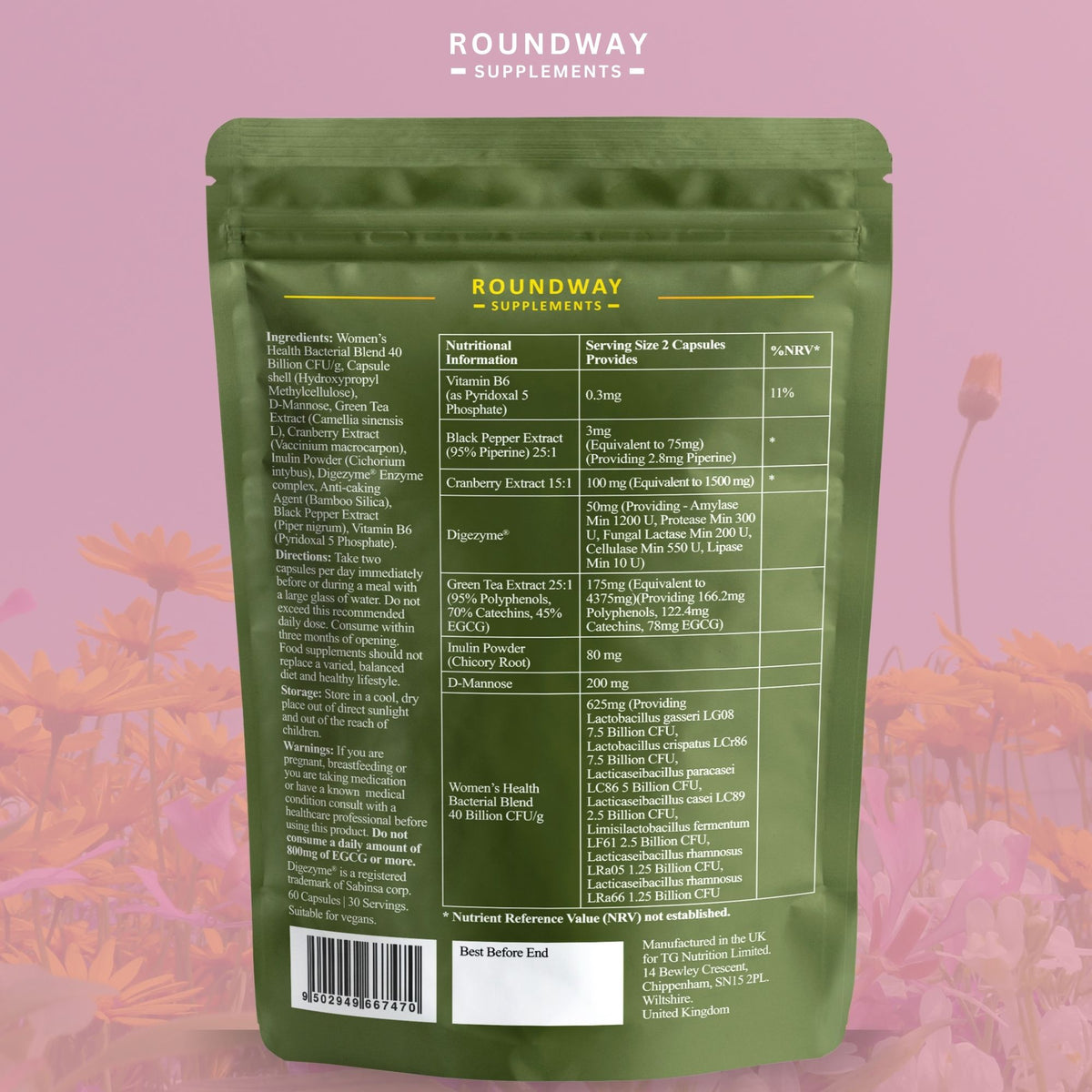 Cranberry, D-Mannose & Lactobacillus Blend Capsules
