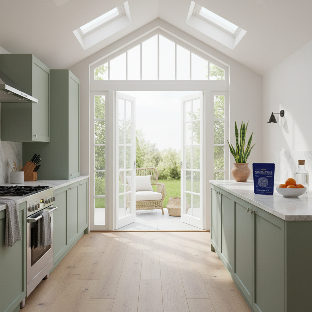 Roundway Akkermansia and Inulin capsules in a kitchen