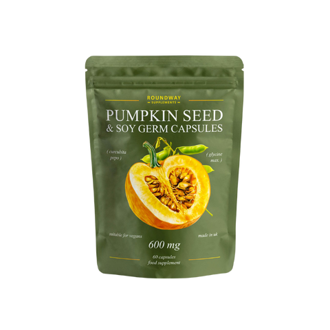 Packaging of Roundway Supplements Pumpkin Seed & Soy Germ Capsules