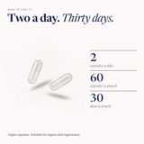 How to take it: two capsules a day, 60 capsules a pouch, 30 days a pouch, vegan capsules, image 6